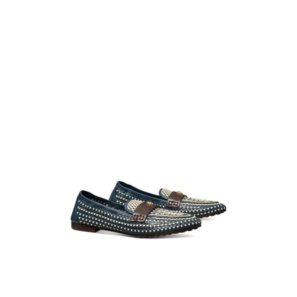 NWT TORY BURCH Womens Navy Elastic Round Toe Slip On Leather Ballet Flats 7 M